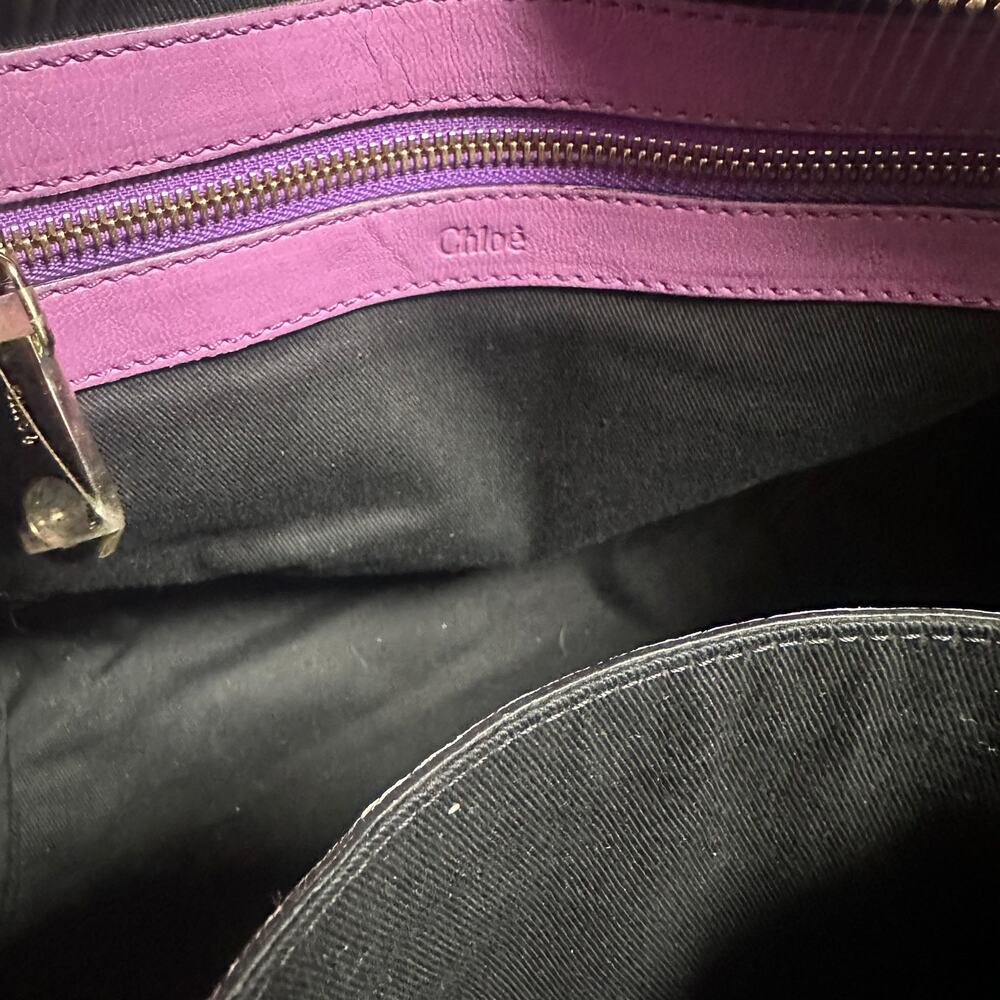 Vintage Chloe Ethel Purple Leather 2 Way Satchel - Picture 14 of 14